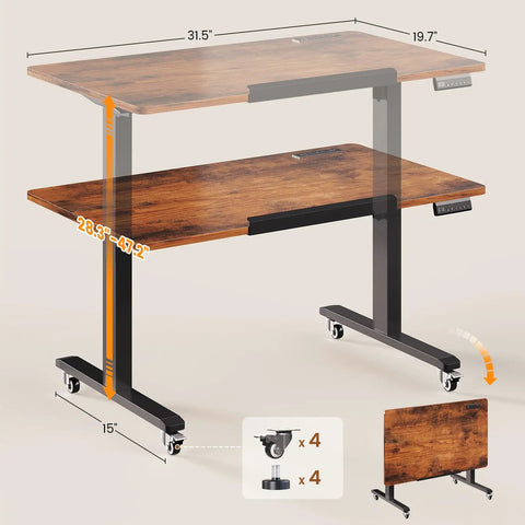 Top Tier Electric Standing Desk With Smooth Height Adjustments And Full 180 Degree Tilting Surface For Sketching Or Computer Sessions Built With Reliable Rolling Casters For Instant Relocation Upgrade Your Grind With This Straight Up Desk Game Changer, featuring height range 28.3-47.2 inches.