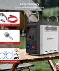 Nano 3 Portable Propane Water Heater With Pump Kit For Camping And RVs Ultra Compact And Lightweight shown with accessories