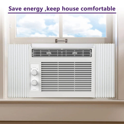 Energy Saving Window Air Conditioner Foam Insulation Panels 2 Pack Side Panel Kit Seals Gaps For Summer And Winter Heat Draft Protection White 17 Inch High By 9 Inch Wide By 7/8 Inch Thick mounted on window