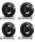 Beefy Heavy Duty 5x2 Rubber On Cast Iron Industrial Casters For Trash Bins And Dumpsters, Smooth Quiet Rolling, Set of 4 wheels