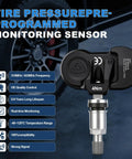 Ford TPMS Sensors 315MHz 433MHz Pre Programmed Tire Pressure Monitoring Replacement For F150 F250 F350 F450 F550 Escape Fusion Maverick Ranger Focus Transit 4 Pack Drop In Ready sensor with 315/433MHz and metal stem