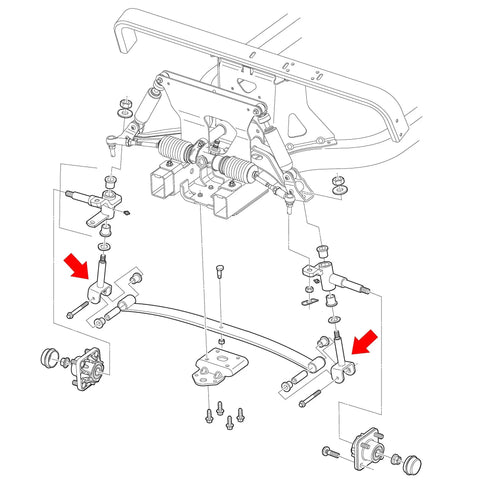 Diagram of Complete Front End King Pin Kit for Club Car Precedent Golf Cart 2003.5 and up, highlighting components.