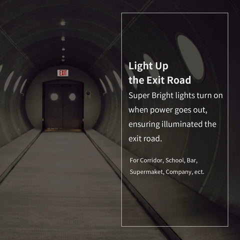 Dimly lit corridor showing Lit Ultra Slim LED Exit Sign Dual Face 2 Pack Red Letter Emergency Exit Lights 120V-277V at the end