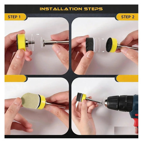 Check Out This Awesome 1 Inch Sanding Discs Kit with Pad Set For Rotary Tool featuring installation steps for easy use.
