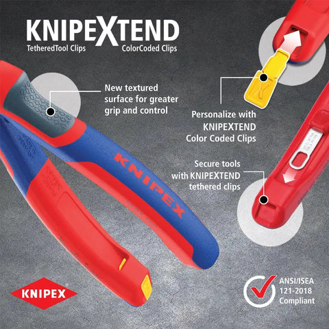 KNIPEX high leverage lineman's pliers with New England head, featuring gray handle, 9-1/4 inch heavy-duty electrician tool.