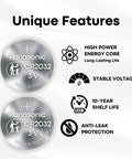 Premium 2 Pack CR2032 Battery Top Shelf Replacement For Apple AirTag features Panasonic coin cells with high power core.