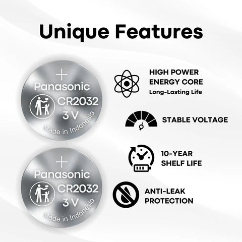 Premium 2 Pack CR2032 Battery Top Shelf Replacement For Apple AirTag features Panasonic coin cells with high power core.
