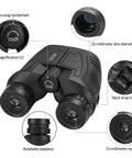 12x25 Compact Binoculars For Adults And Kids With Large Eyepieces, Waterproof All Weather, features diagram