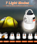 Rechargeable Solar Camping Lantern With 7 Modes And USB Charging Waterproof Emergency Light With Solar Panel Linked In Front Of Tent