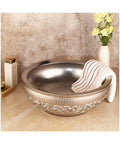 USZWBY Bathroom Vessel Sink Silver Bathroom Bowl Ceramic Vessel Sink Basin ?Hand Painting ?Art Basin Round Bowl on counter
