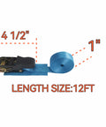 Heavy Duty Ratchet Tie Downs 4 Pack 12 Ft Each 1000 Lb Break Strength For Securing Canoes Kayaks Paddleboards Skis And Gear