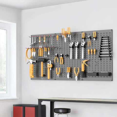 Heavy Duty Metal Pegboard Wall Organizer For Garage And Shop Gear Up Your Workspace With A 24 By 48 Inch Pegboard With Hooks