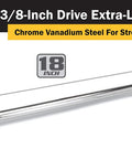 Heavy Duty Three Eighth Inch Drive 18 Inch Extra Long Ratchet With 36 Tooth Reversible Mechanism Chrome Vanadium Steel