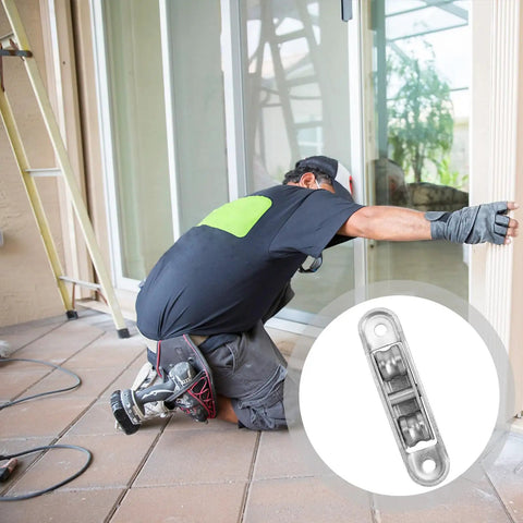 Heavy Duty Window Pulley Wheels And Sliding Door Rollers With Silver Nylon Track deliver smooth glide action for patio screen doors during installation.