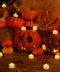 100 Pack Flameless LED Tea Lights Candles Battery Operated No Mess With 200 Hour Run Time Realistic Flicker for Halloween pumpkins