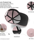 Interior details of Im Just His Apprentice Pink Adjustable Cap For Men showing sweatband, air holes, and adjustable brass buckle.