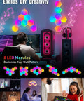Dope Hexagon LED Lights For Gaming Room Decor 8 Pack With App Control And Remote RGB Modular Panels on wall