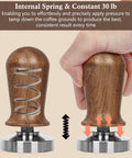 51mm Espresso Tamper Set With 30 Lb Consistent Pressure, Spring Loaded Calibrated Tamper, Wooden Handle Detail
