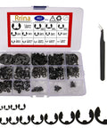 462 Piece Black Alloy Steel E Clip External Retaining Rings Kit With 14 Sizes From 1.2mm To 12mm Snap Circlip Set, case open