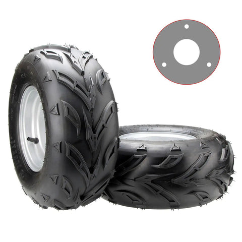 16x8-7 Go Kart Wheel Set With Silver Hubs For Go Kart ATV UTV Quad 110cc 3 Bolt Pattern Left And Right Wheels Set Of 2