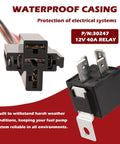 40 Amp Waterproof Electric Fuel Pump Relay Kit For 12V Cars And Trucks Heavy Duty Long Wires Easy Plug And Play Install