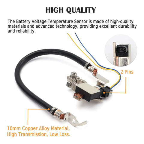 Heavy Duty Plug And Play Battery Current Sensor Ibs Negative Cable Replacement For Ford Focus Escape C Max Transit Connect, featuring 2 pins and copper alloy material.