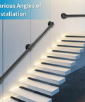 Heavy Duty Industrial Galvanized Pipe Stair Handrail 5 Foot Length With Wall Mounts Black Powder Coat Finish on modern stairs