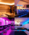 65.6 Foot Ultra Long RGB LED Strip Lights With Remote Control in living room, kitchen, bar, bedroom ambience, color changing