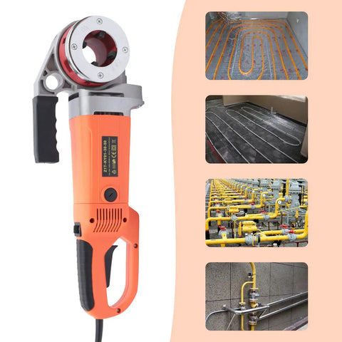 Heavy Duty 2300W Electric Pipe Threader With Slick Ergonomic Handle And Zero Sweat Threading Operation showing the tool's design and grip.
