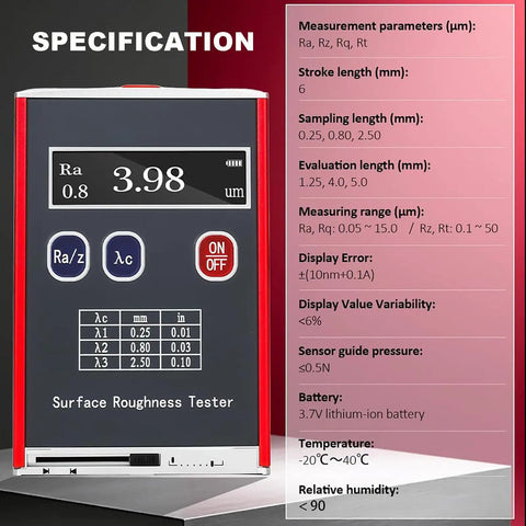 Roughness Tester Meter Profilometer With Data Storage And OLED Display For Boss Level Precision Surface Measurements Ra Rq Rz Rt