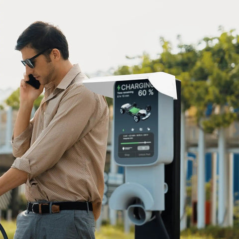 Rock Solid Abs White Ev Charger Rain Cover For Outdoor Charging Stations And Control Panel Boxes That Slaps On Fast protecting charging station.