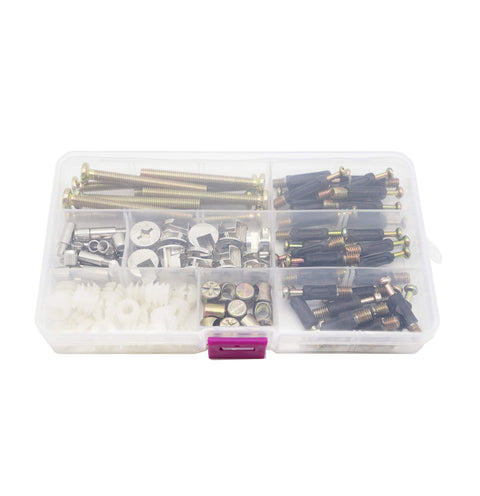 90 Piece Do It Yourself Friendly Pro Grade Furniture Cam Lock Screws And Barrel Nuts Hardware Kit With Dowel Pins Eccentric Wheel