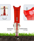 Handheld Seed Planter And Fertilizer Spreader For Home Garden Adjustable Seed Rate And Depth No Bending Seeding Front View