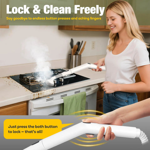 Heavy Duty Steam Crusher Blasts Through Gunk Stat With Five Bar Pressure And Industrial Stainless Boiler in use on a stove top.