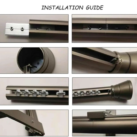 Installation guide for Double Curtain Rod Set Wall Mounted Heavy Duty Track With Silent Rollers, Sliding Drapery System For Windows, Gold Finish 1.8m