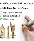 Self Drilling Drywall Anchors Kit With Screws For Hollow Walls No Drill Required Wall Hanging Set 60 Pieces in use.