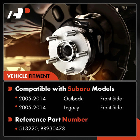 Front Wheel Bearing And Hub Assembly For Subaru Outback And Legacy 2005 2014 Without ABS 5 Lug Compatible Front Hub