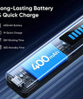 Close-up of 400mAh battery in All In One Hidden Spy Camera Detector With RF Signal Scan And Infrared Lens Finder, highlighting quick charge feature
