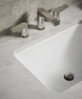 Roomy Rectangular Undermount Bathroom Sink With Overflow Drain Crafted From Hella Durable Vitreous China For An Easy Vanity Setup Bringing Straight Up White Finish And Really Smooth Daily Performance, with sleek faucet setup.