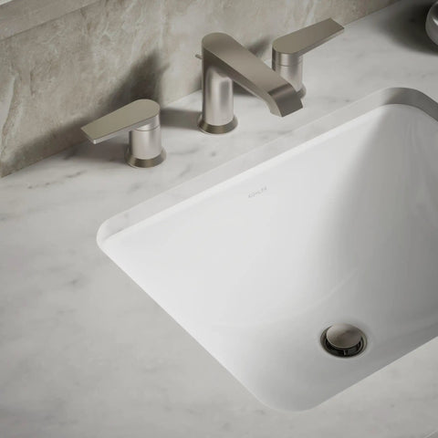Roomy Rectangular Undermount Bathroom Sink With Overflow Drain Crafted From Hella Durable Vitreous China For An Easy Vanity Setup Bringing Straight Up White Finish And Really Smooth Daily Performance, with sleek faucet setup.