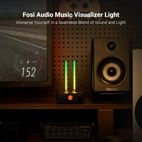 Music Visualizer With Spectrum Analyzer And Vintage Tube RGB Ambient Light For Desktop Home Stereo System with two green LED bars