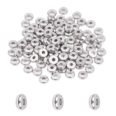High Quality 304 Stainless Steel Spacer Beads 100 Pack 6Mm Round Metal Discs With 2Mm Center Hole For Dope Diy Bracelet Builds And Fresh Jewelry Crafting Projects