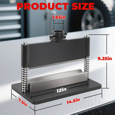12-Inch Press Brake Attachment For 12-20 Ton Hydraulic Press, dimensions shown, adjustable metal bender, shop-ready