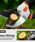 Heavy Duty Pruning Shears 8.5 Inch Pro Garden Pruner with Jam-Proof Spring cutting branch cleanly in garden