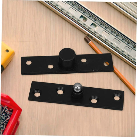 Heavy Duty Stainless Steel Pivot Hinges For Hidden Secret Doors, Black Invisible Door Hardware on wooden surface with pencil