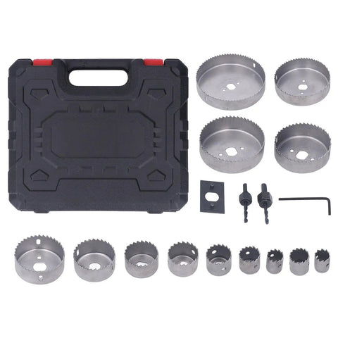 Check Out This Cool 17 Piece Hole Saw Kit With Razor Sharp Incisive Teeth For Super Fast And Stable Cutting In Wood Metal Plastic And Gypsum Board Like A Boss. 17-piece hole saw kit in case, steel cutters and arbor set