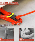 Beefy Heavy Duty Horizontal Hydraulic Jack Handle For Floor Jacks 2-3 Ton With Anti-Slip Grip installed on red jack