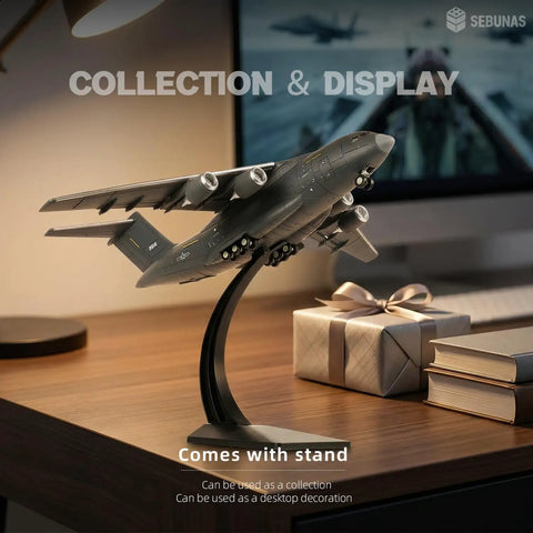 One To One Hundred Scale Y 20 Transport Aircraft Quick Assembly Model Kit Plastic Airplane With Stand on desk display