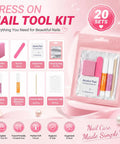 20 Piece Disposable Press On Nail Prep Kit with Files and Buffers Nail Glue and Remover with Alcohol Pad and Bag