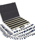 80 Piece One Half Inch Shank Carbide Router Bit Set in open case with tungsten carbide bits and carbon steel construction on white background